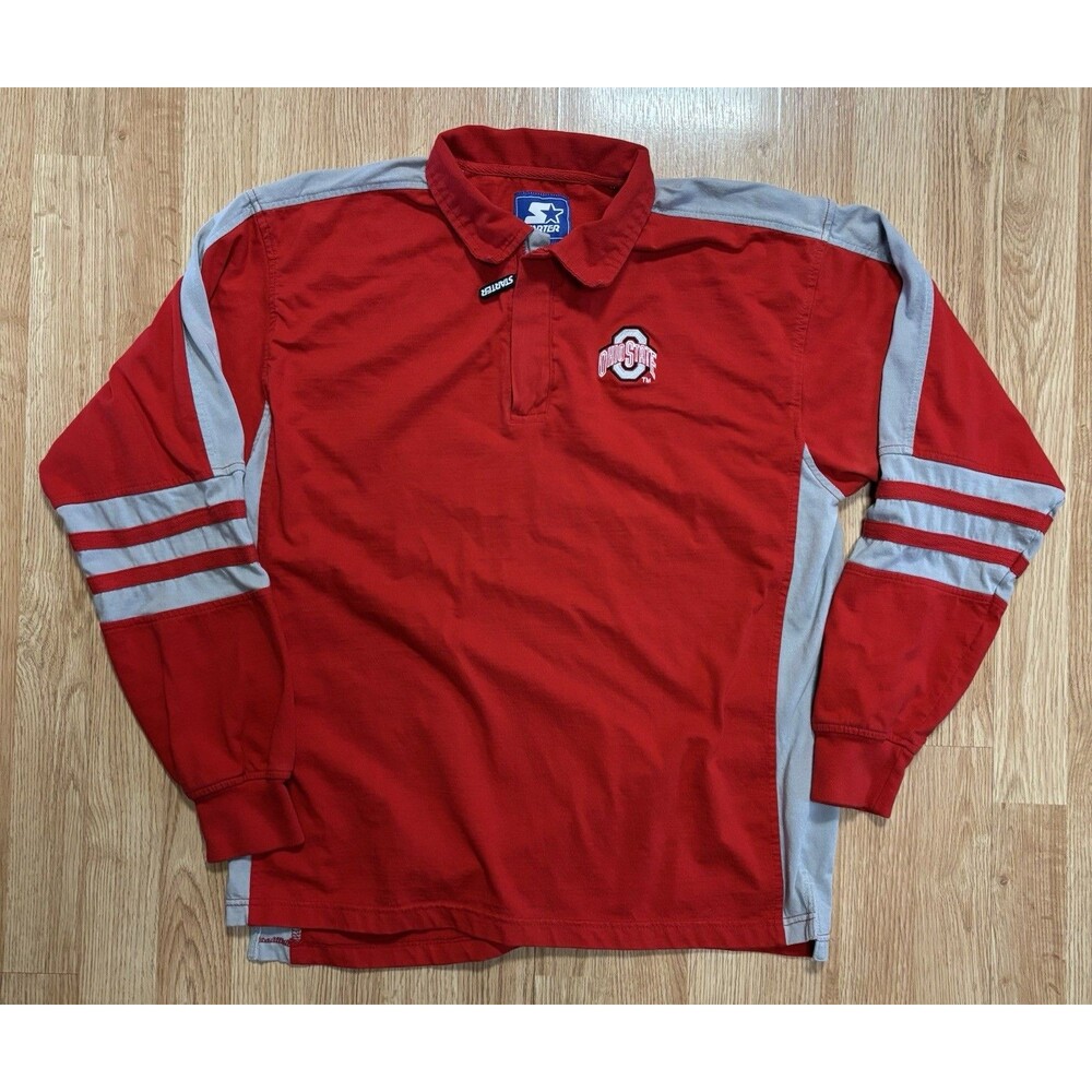 Vintage Starter Ohio State University Buckeyes Rugby Longsleeve Shirt XL Zipper